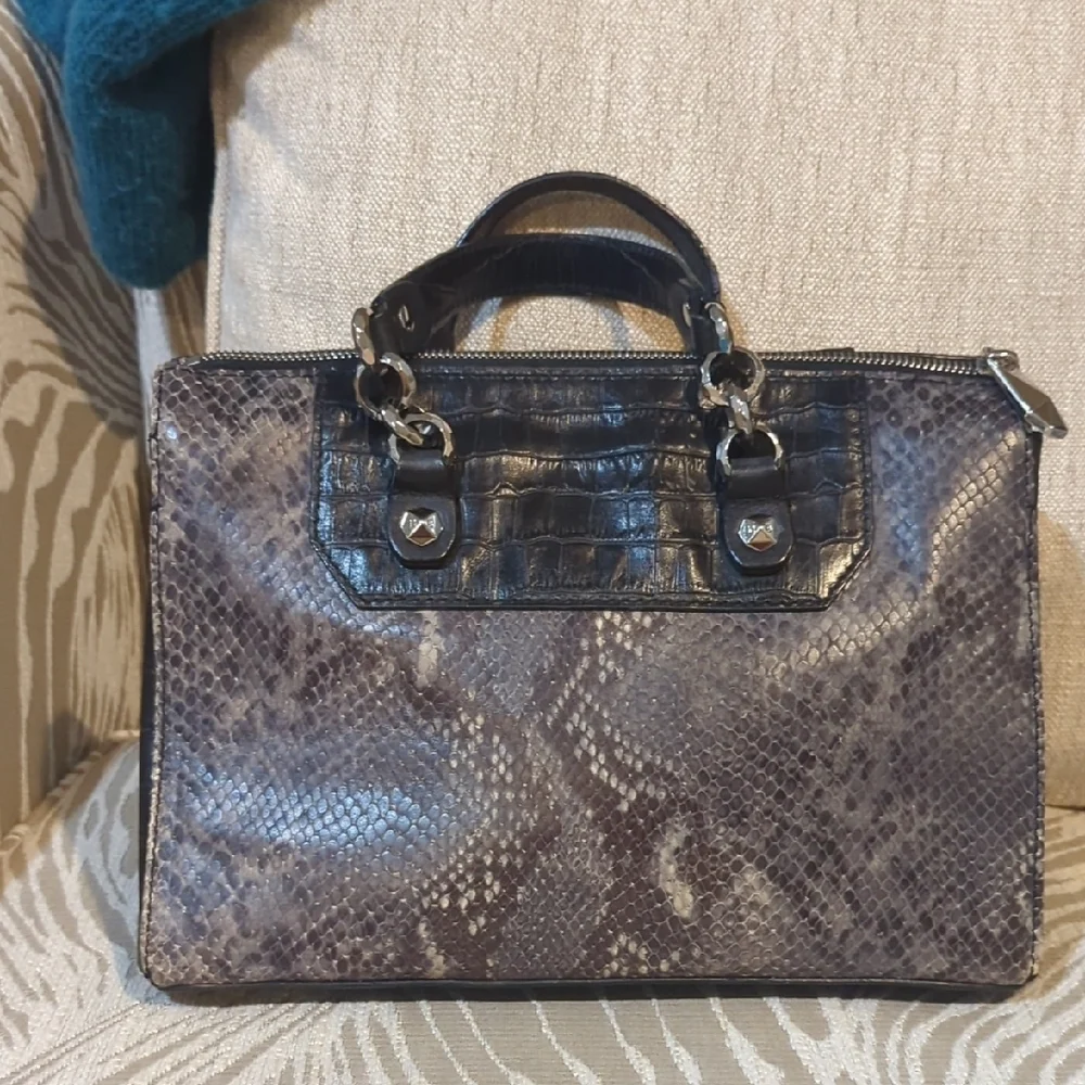 Henri Bendel Crocodile-Embossed Women's handbag with crossbody strap